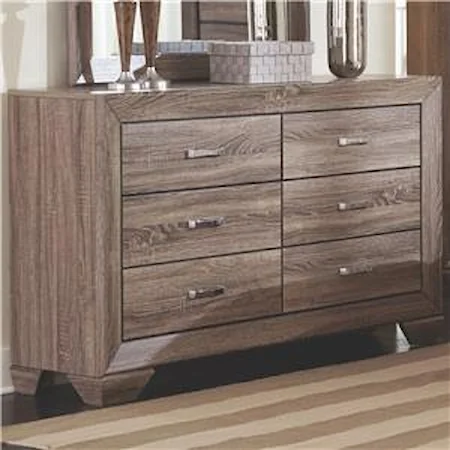 Dresser with 6 Drawers and Tapered Feet